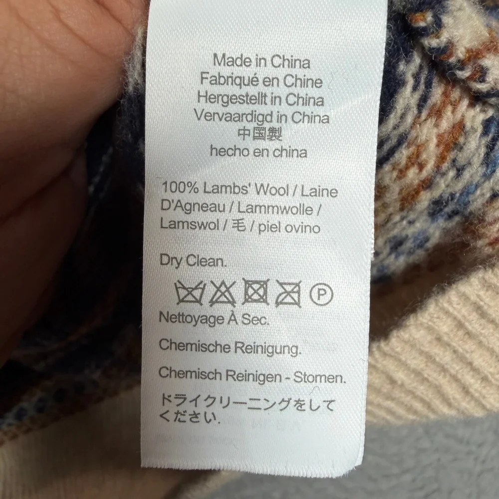 J. Crew Mens 100% Lambswool Fair Isle Crewneck Sweater‎ Multicolor Knit Large